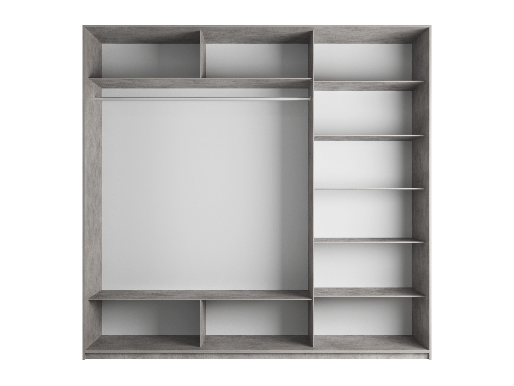 Шкаф-купе Прайм, 3дв. Зеркало/ДСП/Зеркало/доводчики, 210х57х230, Бетон