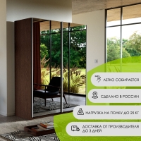 Шкаф-купе Прайм, 2дв.-Зеркало/доводчики, 140х57х230, Венге