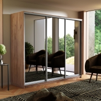 Шкаф-купе Экспресс 3дв.-зеркала, 180х60х220, Крафт табачный