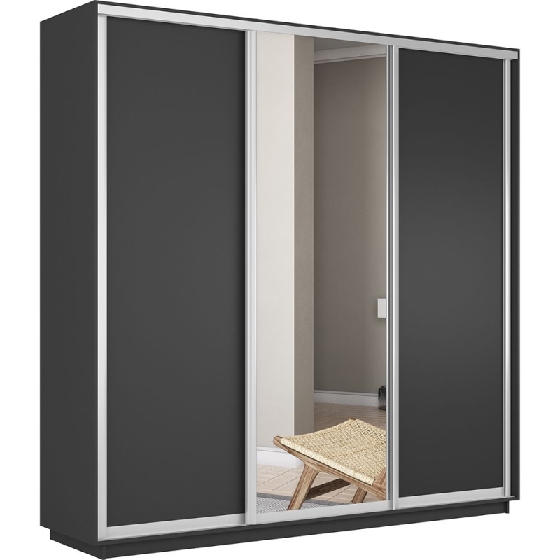 Шкаф-купе Экспресс 3дв. ДСП/Зеркало/ДСП, 210х60х220, Серый диамант