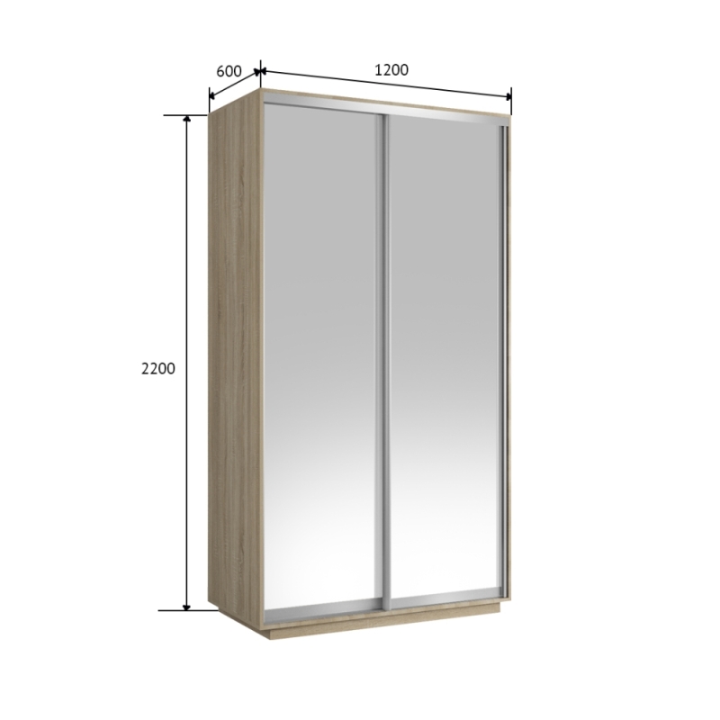 Шкаф-купе Экспресс Хит, 2дв.-зеркала, 120х60х220, Сонома