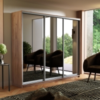 Шкаф-купе Экспресс 3дв.-зеркала, 180х45х220, Крафт табачный