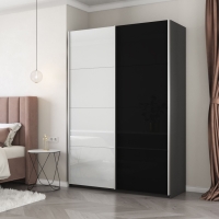 Шкаф-купе Прайм, 2дв. Белый Глянец/Стекло черное/доводчики, 120х57х230, Серый диамант