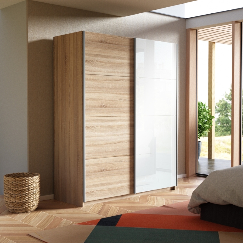 Шкаф-купе Прайм, 2дв. ДСП/Белый Глянец/доводчики, 160х57х230, Сонома