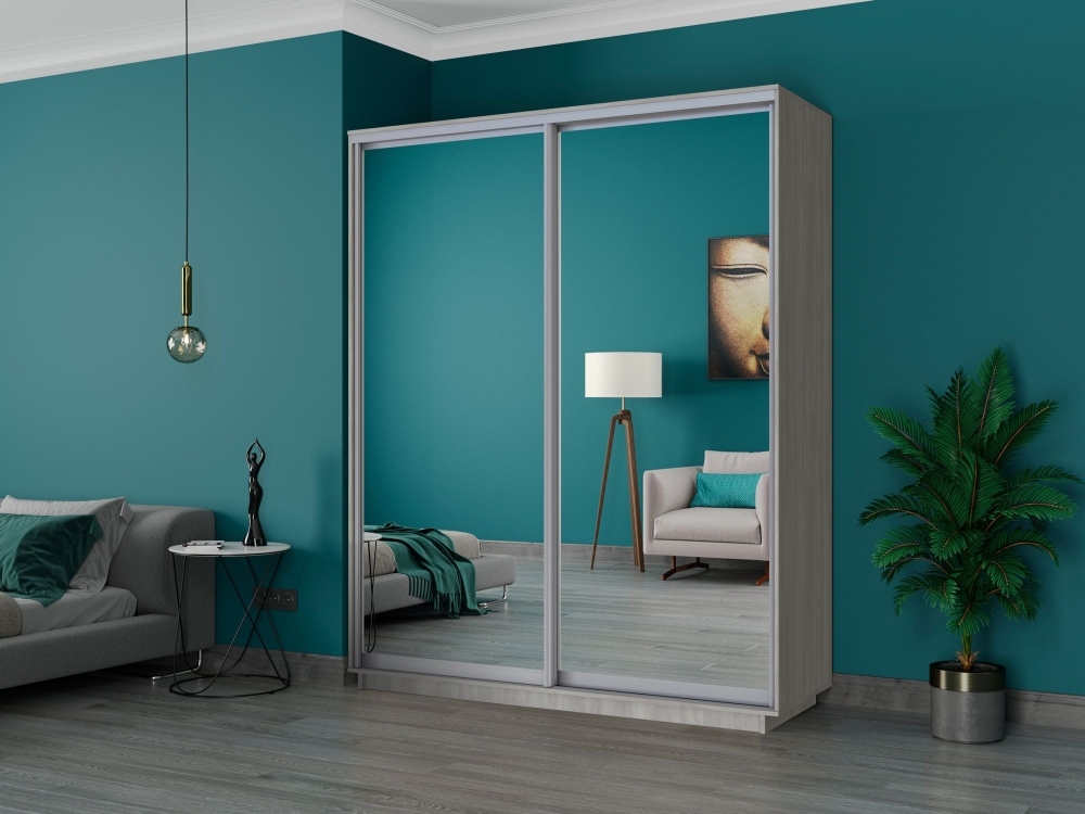 Шкаф-купе Экспресс, 2дв.-Зеркала, 180х60х220, Ясень шимо светлый