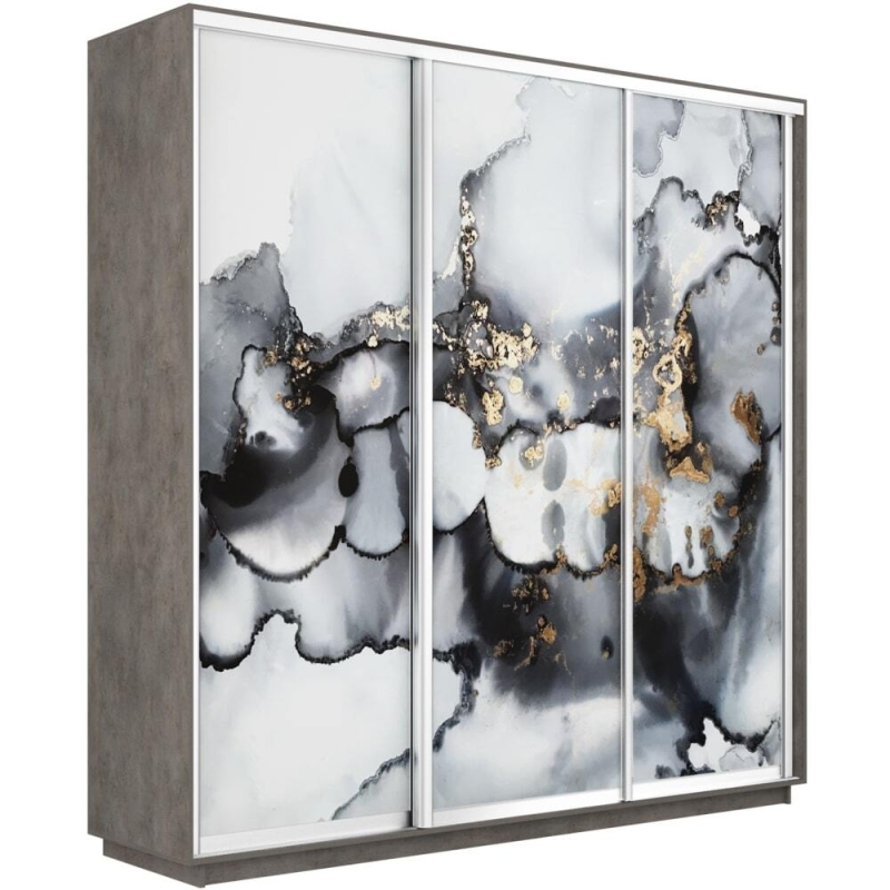 Шкаф-купе Фотопечать 3дв. Абстракция серая, 180х45х220, Бетон