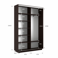 Шкаф-купе Экспресс, 2дв. ДСП/Зеркало, 140х45х240, Венге