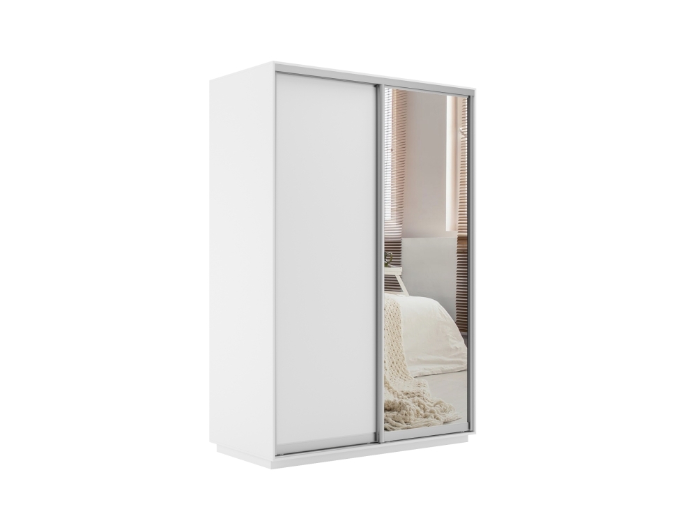 Шкаф-купе Экспресс, 2дв. ДСП/Зеркало, 160х60х240, Белый снег