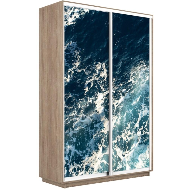 Шкаф-купе Фотопечать, 2дв. Морские волны, 140х45х220, Сонома