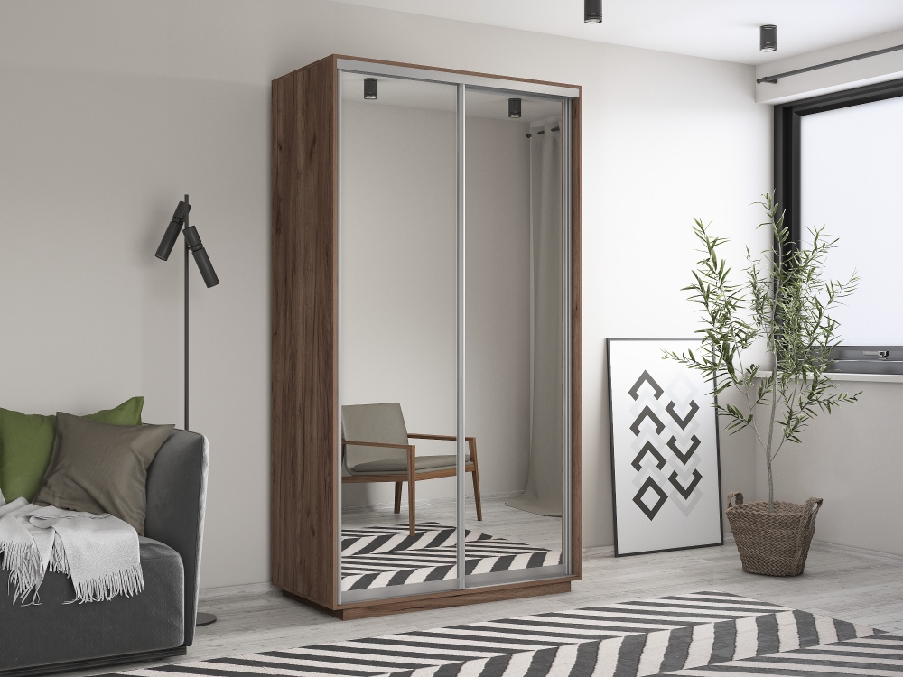 Шкаф-купе Экспресс Хит, 2дв.-зеркала, 120х60х220, Крафт табачный