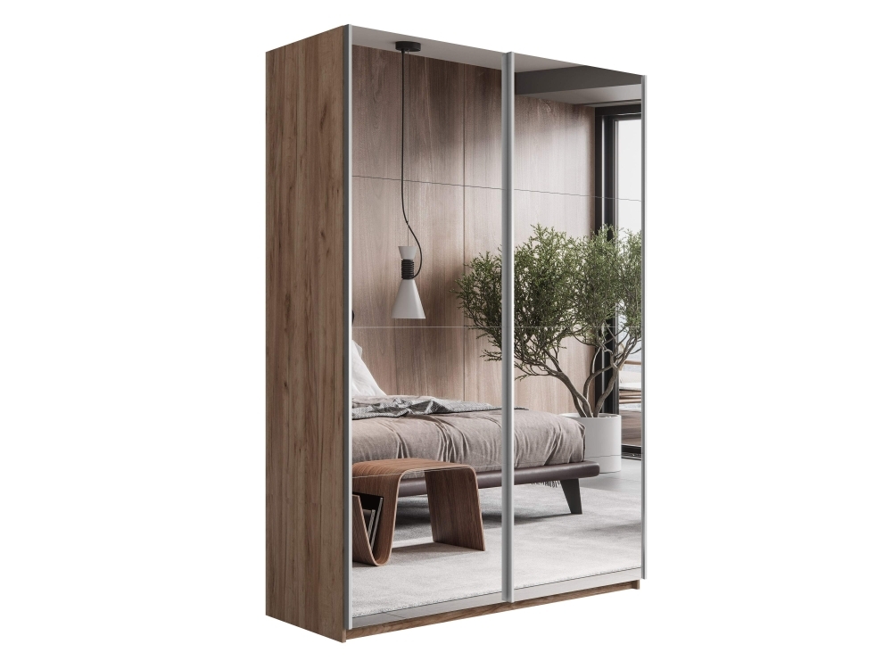 Шкаф-купе Прайм, 2дв.-Зеркало/доводчики, 160х57х230, Крафт табачный