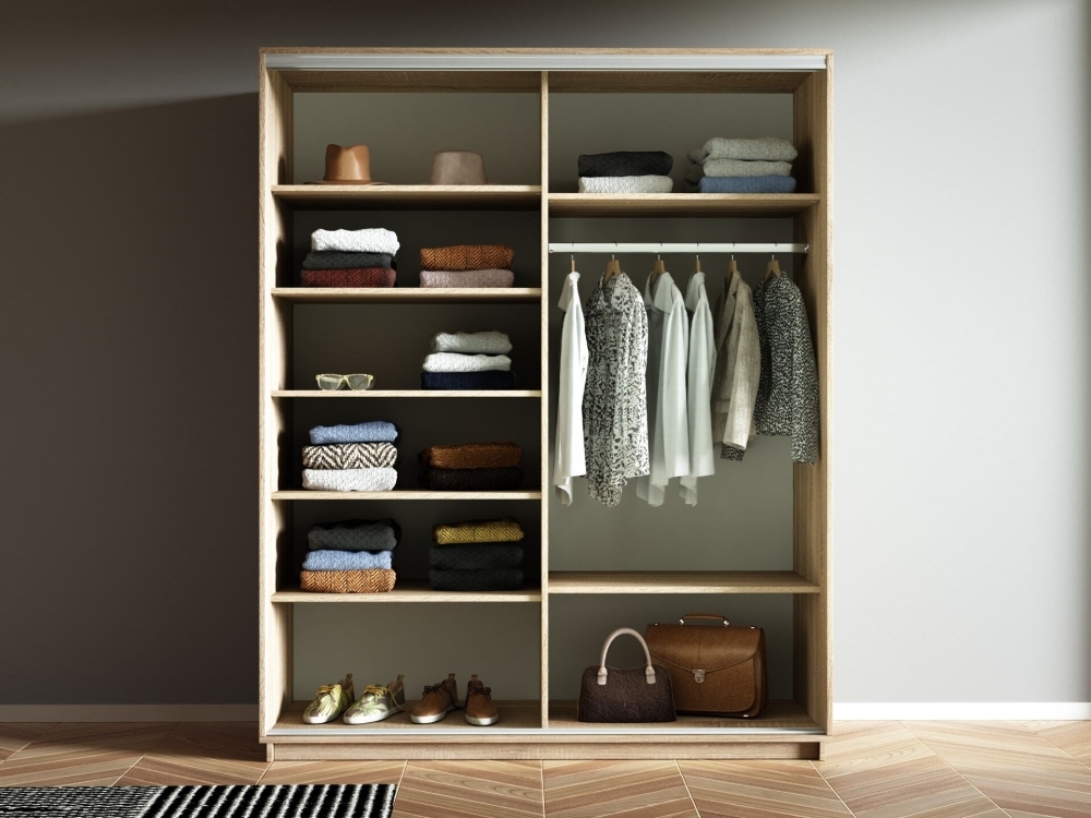 Шкаф-купе Экспресс, 2дв. ДСП/Зеркало, 120х60х240, Сонома