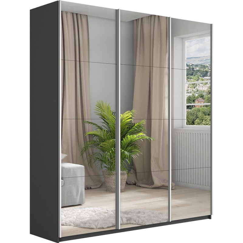 Шкаф-купе Прайм 3дв.-Зеркало/доводчики, 180х57х230, Серый диамант