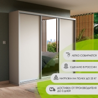 Шкаф-купе Экспресс 3дв. ДСП/Зеркало/ДСП, 180х45х220, Белый снег