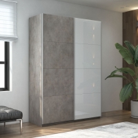 Шкаф-купе Прайм, 2дв. ДСП/Белый Глянец/доводчики, 120х57х230, Бетон