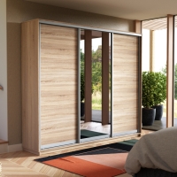 Шкаф-купе Экспресс 3дв. ДСП/Зеркало/ДСП, 180х45х220, Сонома