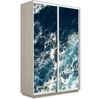 Шкаф-купе Фотопечать, 2дв. Морские волны, 160х60х220, Ясень шимо светлый