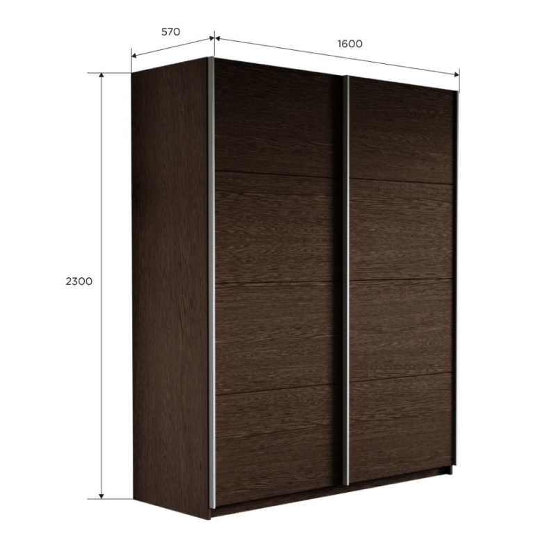 Шкаф-купе Прайм, 2дв.-ДСП/доводчики, 160х57х230, Венге