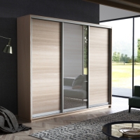 Шкаф-купе Экспресс 3дв. ДСП/Зеркало/ДСП, 180х45х240, Ясень шимо светлый