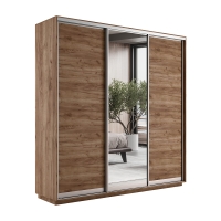 Шкаф-купе Экспресс 3дв. ДСП/Зеркало/ДСП, 180х45х220, Крафт табачный