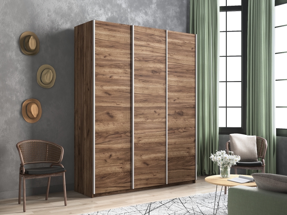 Шкаф-купе Прайм 3дв.-ДСП/доводчики, 180х57х230, Крафт табачный