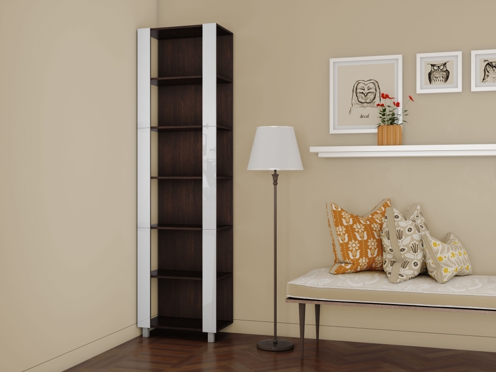 Стеллаж модульный Мебельная компания Е1 Универсальный Белое стекло 35х60х220, Венге