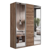 Шкаф-купе Прайм, 3дв. Зеркало/ДСП/Зеркало/доводчики, 180х57х230, Крафт табачный
