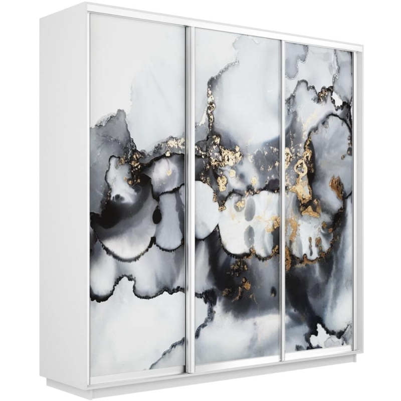 Шкаф-купе Фотопечать 3дв. Абстракция серая, 180х45х220, Белый снег