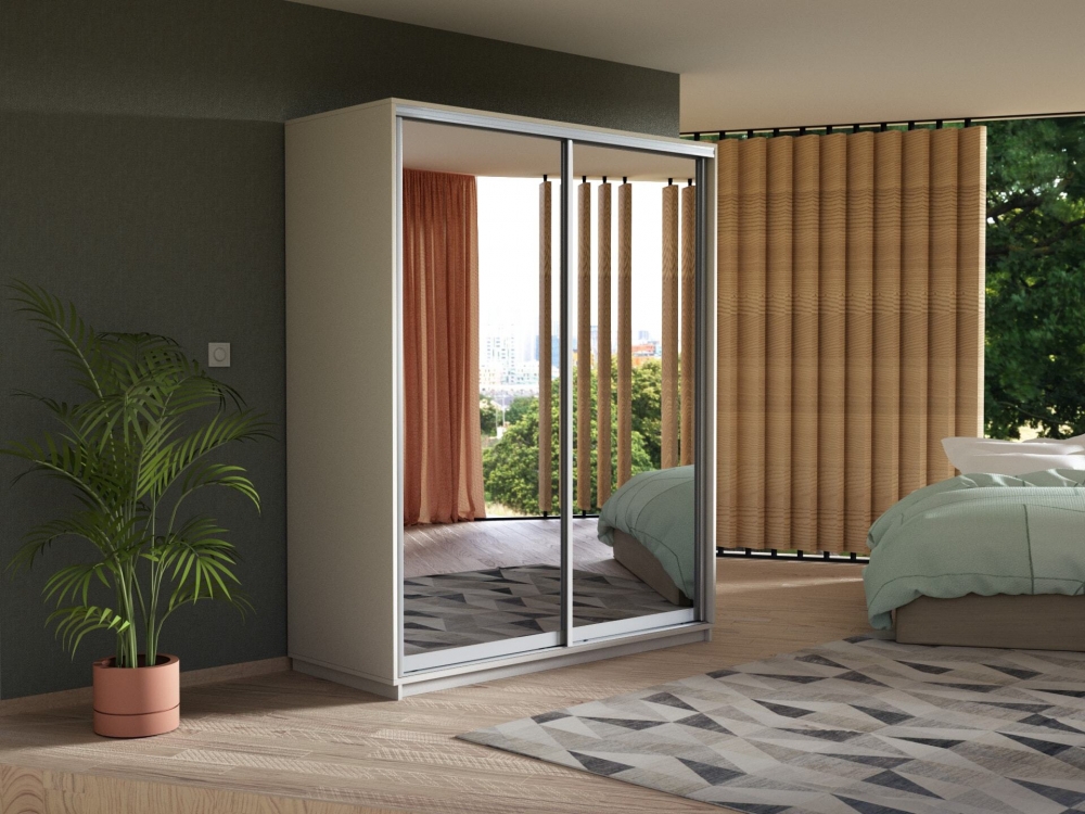 Шкаф-купе Экспресс, 2дв.-Зеркала, 120х60х220, Белый Снег