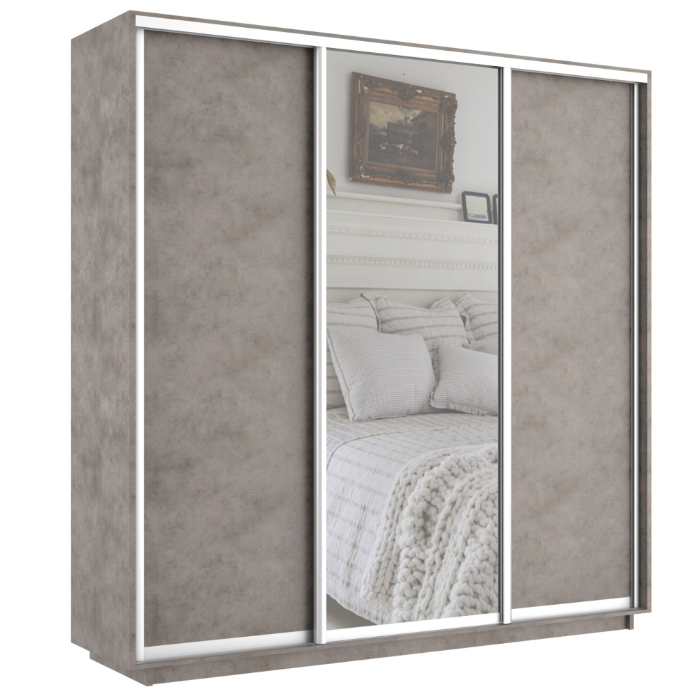 Шкаф-купе Экспресс 3дв. ДСП/Зеркало/ДСП, 210х45х220, Бетон