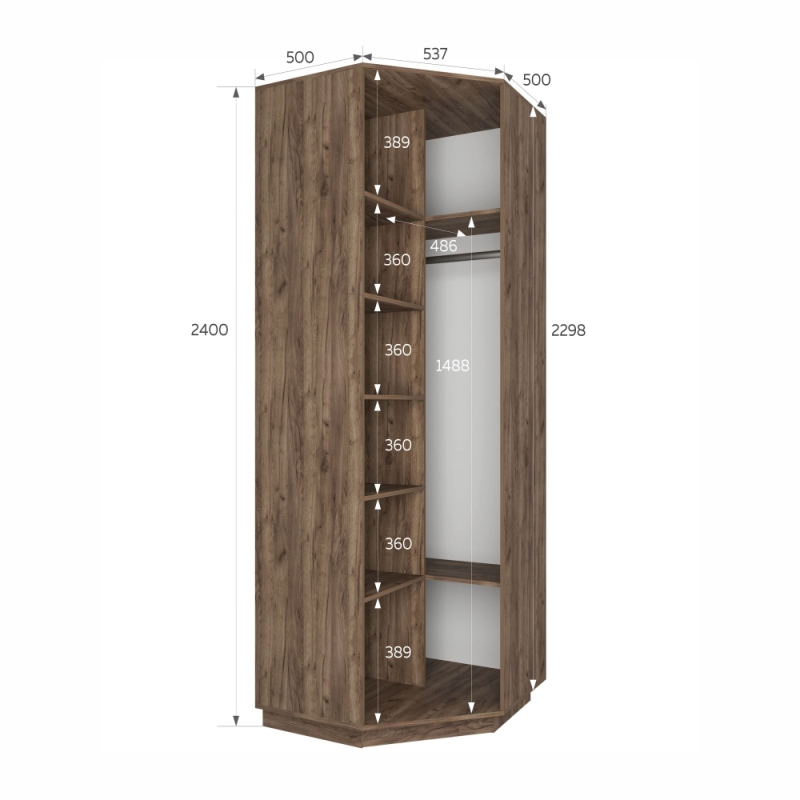 Шкаф распашной Распашной Угловой Экспресс 90х90х240 см