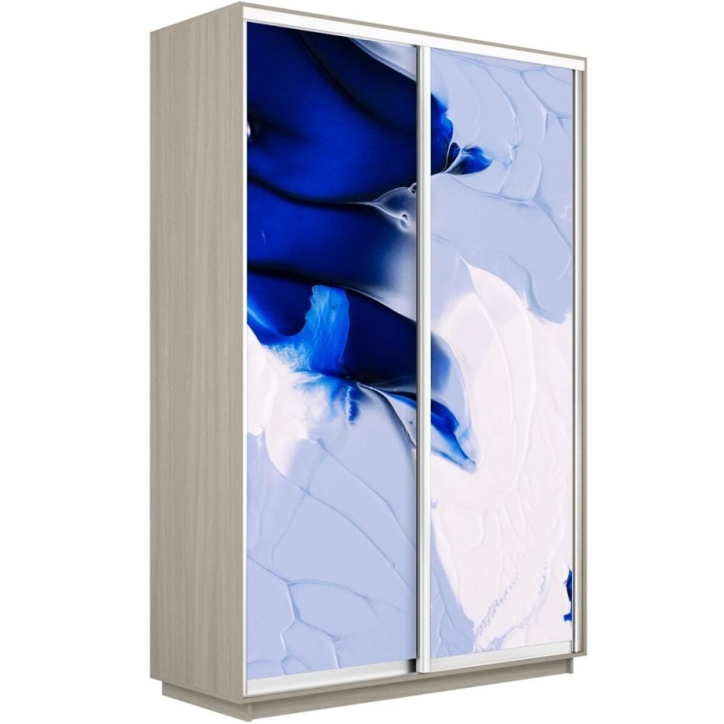 Шкаф-купе Фотопечать, 2дв. Абстракция бело-голубая, 140х60х240, Ясень шимо светлый
