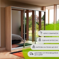 Шкаф-купе Экспресс 3дв.-зеркала, 180х45х220, Сонома