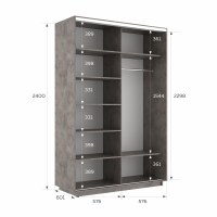 Шкаф-купе Фотопечать, 2дв. Абстракция серая, 120х60х240, Бетон