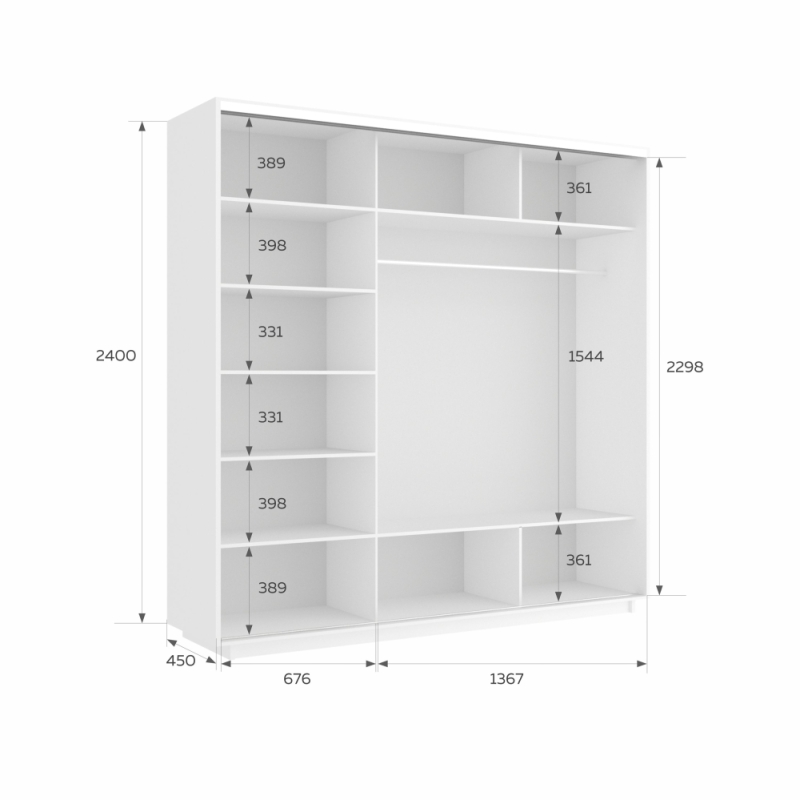 Шкаф-купе Экспресс 3дв.-ДСП, 210х45х240, Белый снег