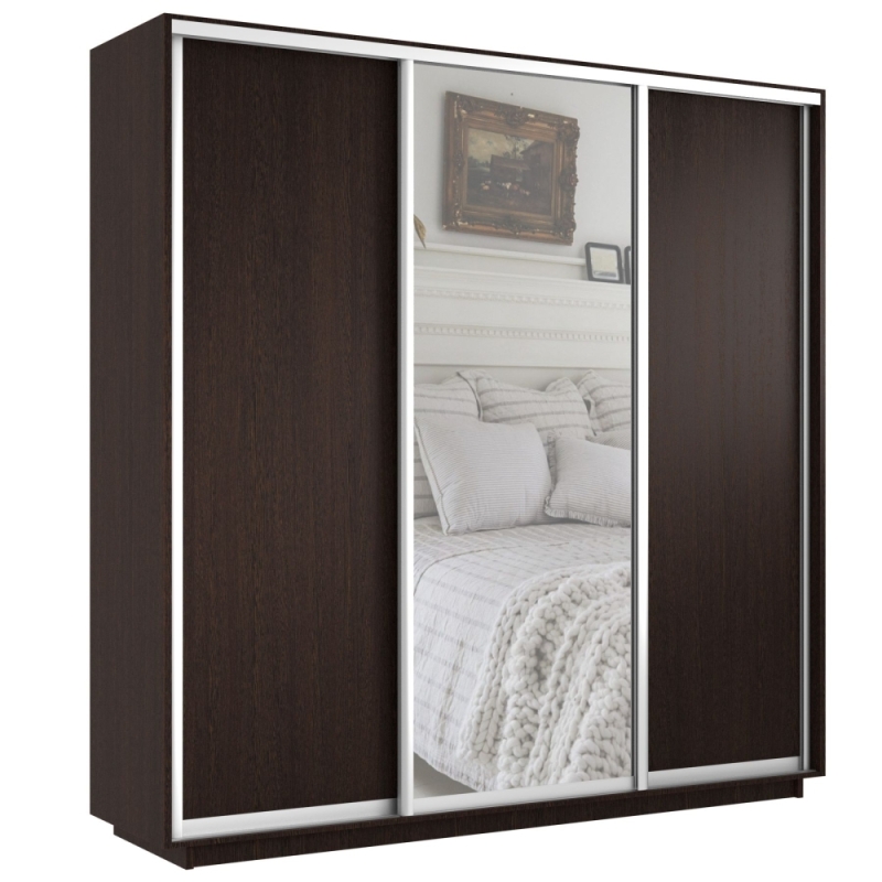 Шкаф-купе Экспресс 3дв. ДСП/Зеркало/ДСП, 240х60х240, Венге