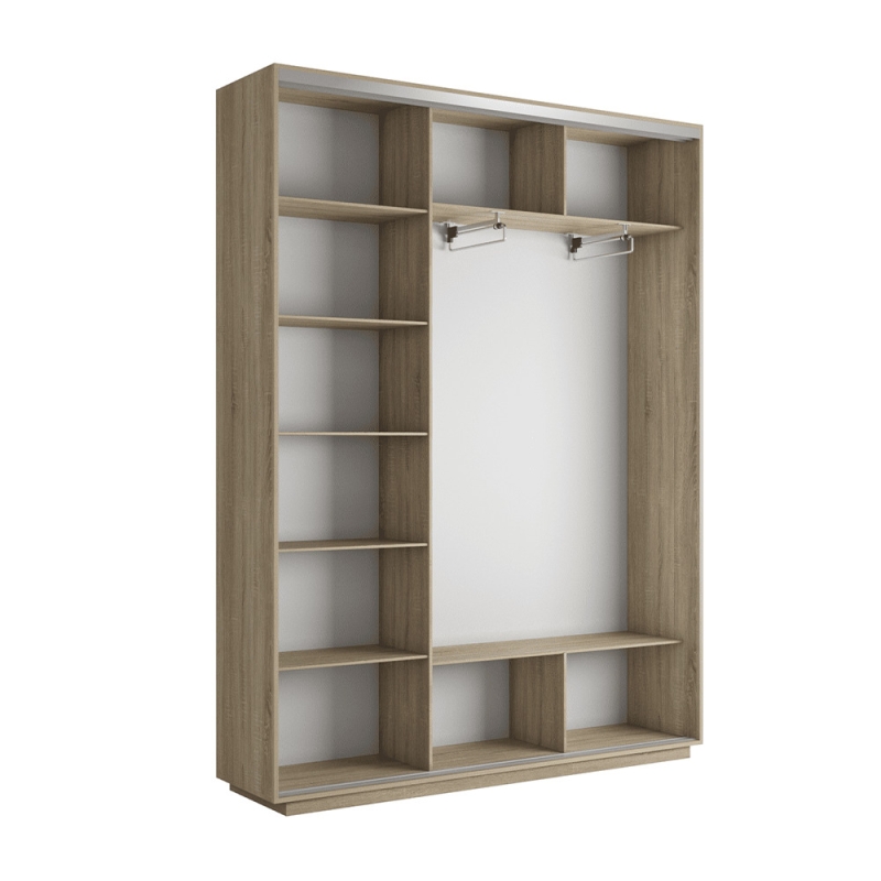 Шкаф-купе Экспресс 3дв. ДСП/Зеркало/ДСП, 180х45х220, Сонома
