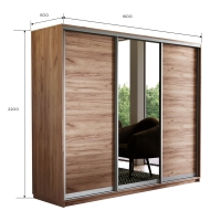 Шкаф-купе Экспресс 3дв. ДСП/Зеркало/ДСП, 180х60х220, Крафт табачный