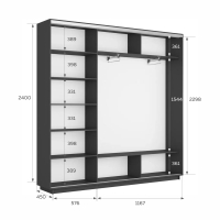 Шкаф-купе Фотопечать 3дв. Абстракция бело-голубая, 180х45х240, Серый диамант