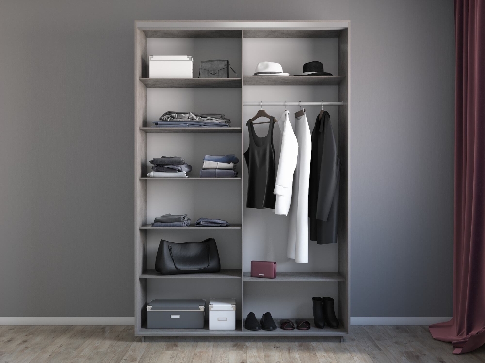 Шкаф-купе Экспресс, 2дв. ДСП/Зеркало, 160х60х220, Бетон