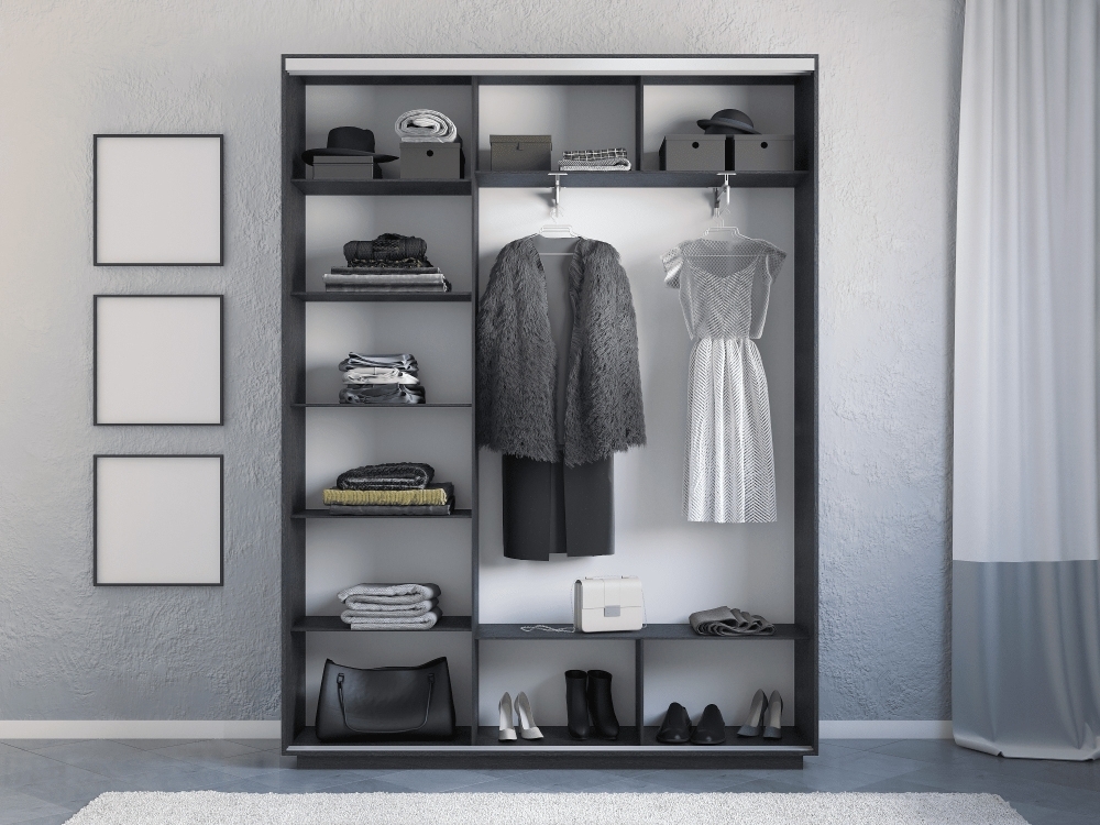 Шкаф-купе Фотопечать 3дв. Абстракция серая, 180х45х220, Венге