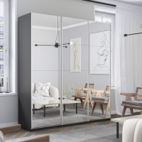 Шкаф-купе Прайм 3дв.-Зеркало/доводчики, 210х57х230, Серый диамант