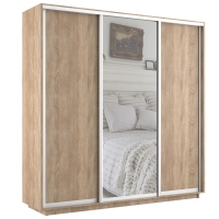 Шкаф-купе Экспресс 3дв. ДСП/Зеркало/ДСП, 240х45х220, Сонома