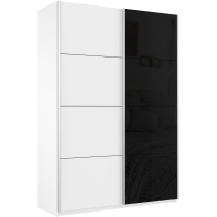 Шкаф-купе Прайм, 2дв. ДСП/Стекло черное/доводчики, 160х57х230, Белый снег