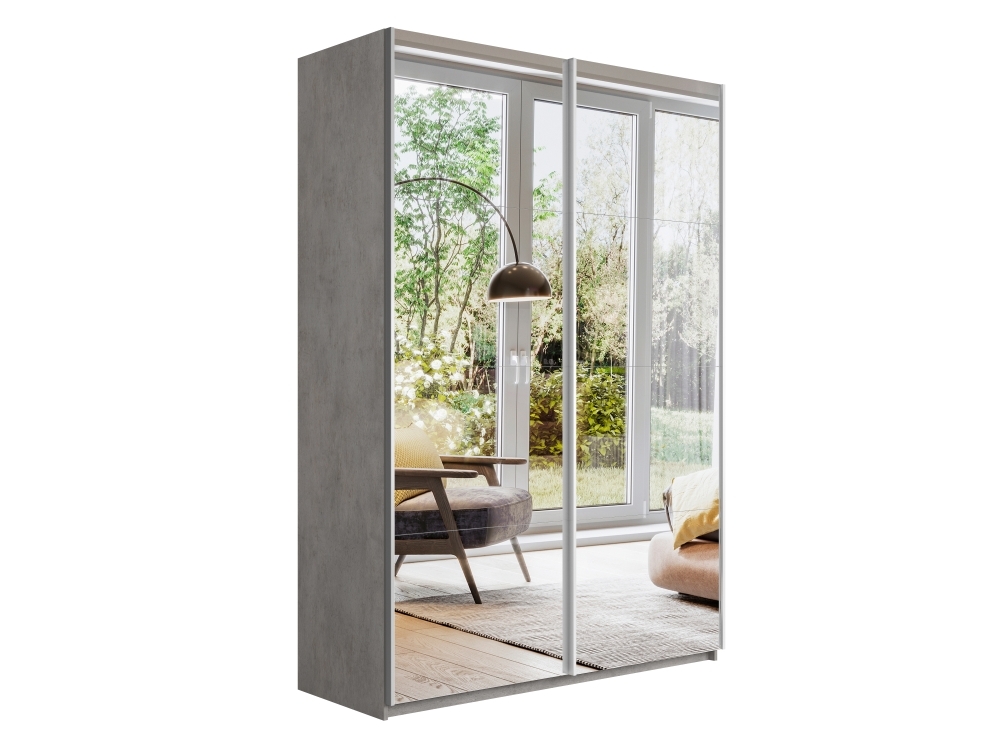 Шкаф-купе Прайм, 2дв.-Зеркало/доводчики, 120х57х230, Бетон
