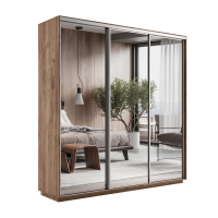 Шкаф-купе Экспресс 3дв.-зеркала, 180х45х220, Крафт табачный