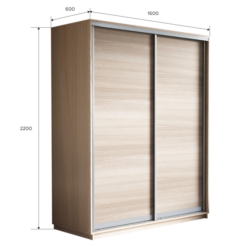 Шкаф-купе Экспресс, 2дв.-ДСП, 160х60х220, Ясень шимо светлый