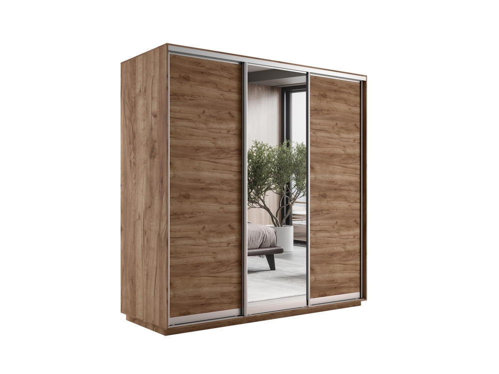 Шкаф-купе Экспресс 3дв. ДСП/Зеркало/ДСП, 180х60х240, Крафт табачный
