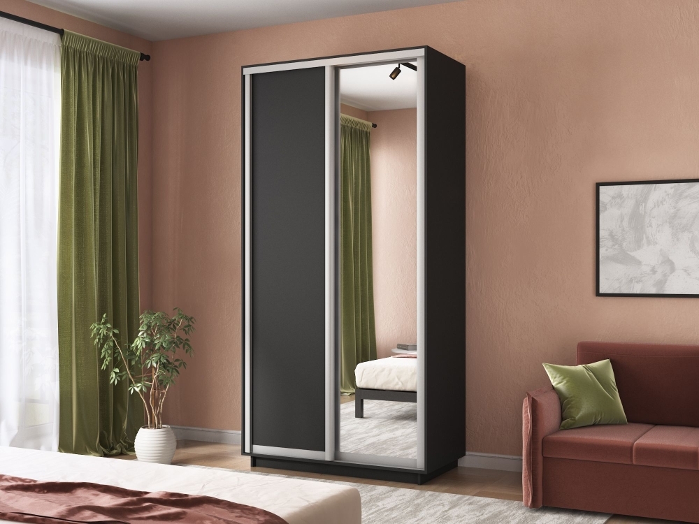 Шкаф-купе Экспресс Хит, 2дв. ДСП/Зеркало, 120х60х220, Серый диамант