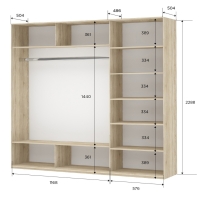 Шкаф-купе Прайм 3дв.-ДСП/доводчики, 180х57х230, Сонома